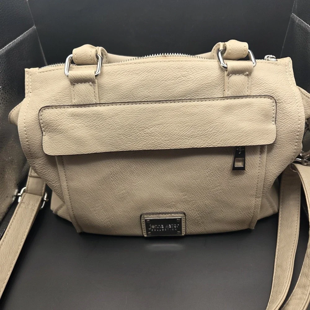 Jenna Kator Collection Vegan Leather Cream Crossbody Satchel